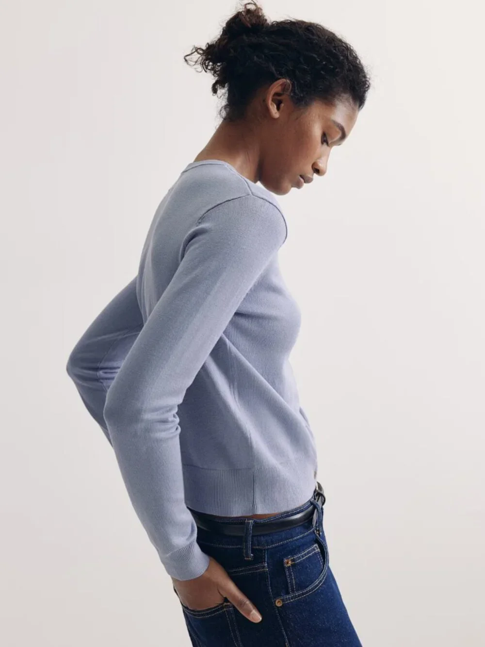 H&M Fine Knit Cardigan Light Dusty Blue Soft Viscose Blend Size S - Picture 13 of 16